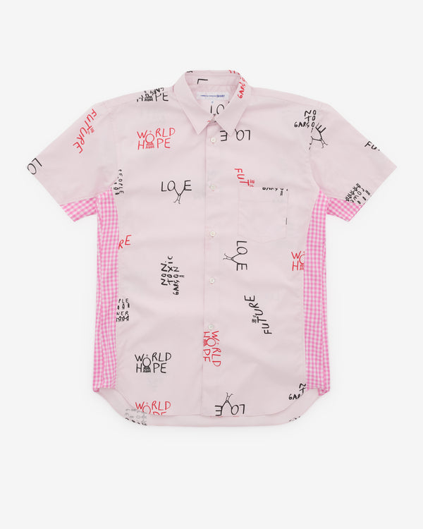 CDG Shirt - Men's Printed Cotton Poplin - (Pink)