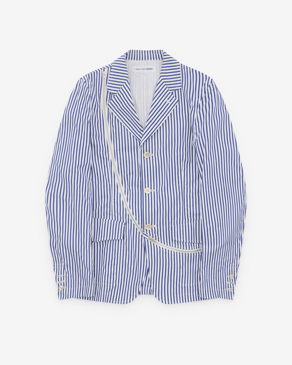 CDG Shirt - Men's Stripe Cotton Poplin - (White)
