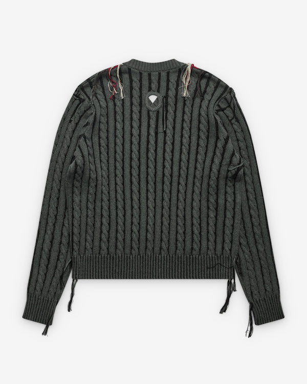 Craig Green_Craig Green - Men's V-Neck Cable Jumper - (Grey)_SWEATERS