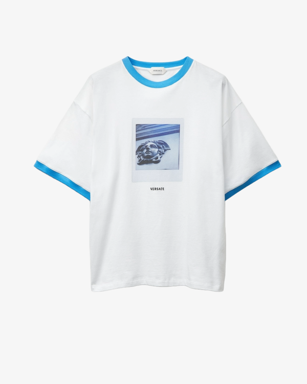 VERSACE - Men's T-Shirt Cotton Jersey With Medusa Polaroid Print And Versace Logo Embroidery - (White)
