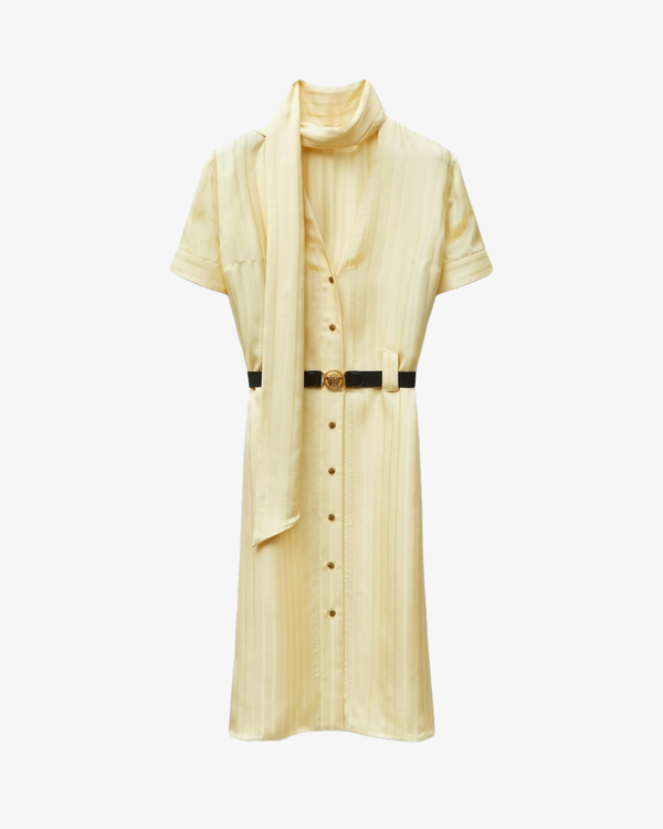 VERSACE - Women's Jacquard Viscose-Silk Midi Dress - (Yellow)