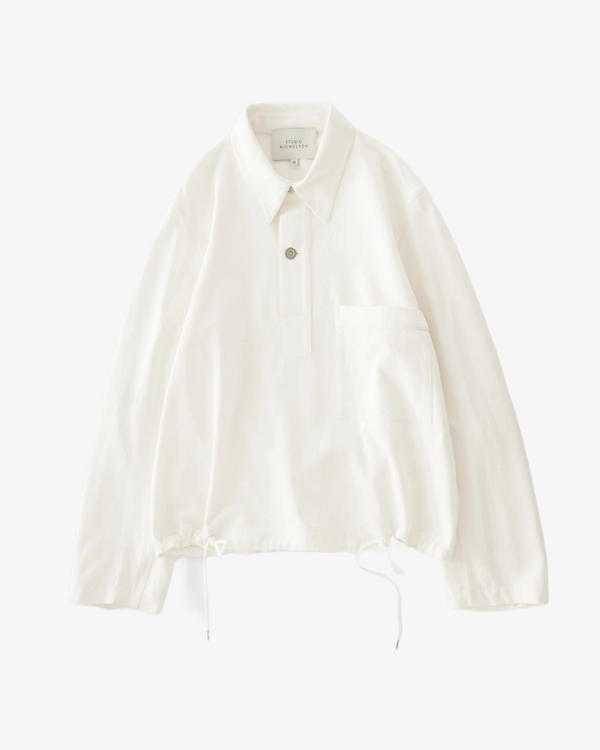 STUDIO NICHOLSON_STUDIO NICHOLSON - Men's Drawcord Shirt - (White)_SHIRTS