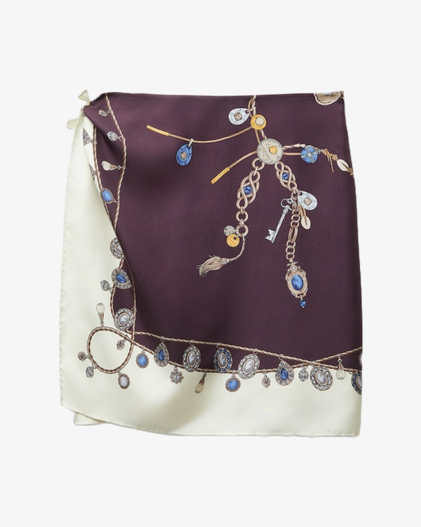 VERSACE - Women's Printed Silk Twill Mini Skirt - (Burgundy)