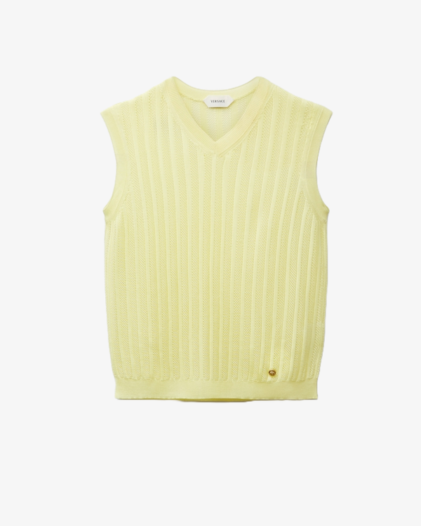 VERSACE - Women's Viscose Mesh Rib Knit Top - (Yellow)