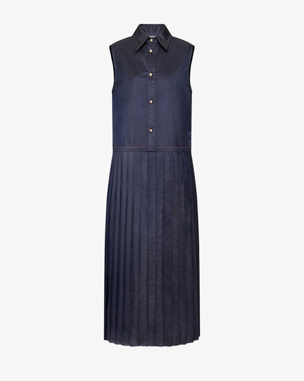 Thom Browne_Thom Browne - Women's Sleeveless Pleated Bottom Shirt - (Dark Blue)_DRESS