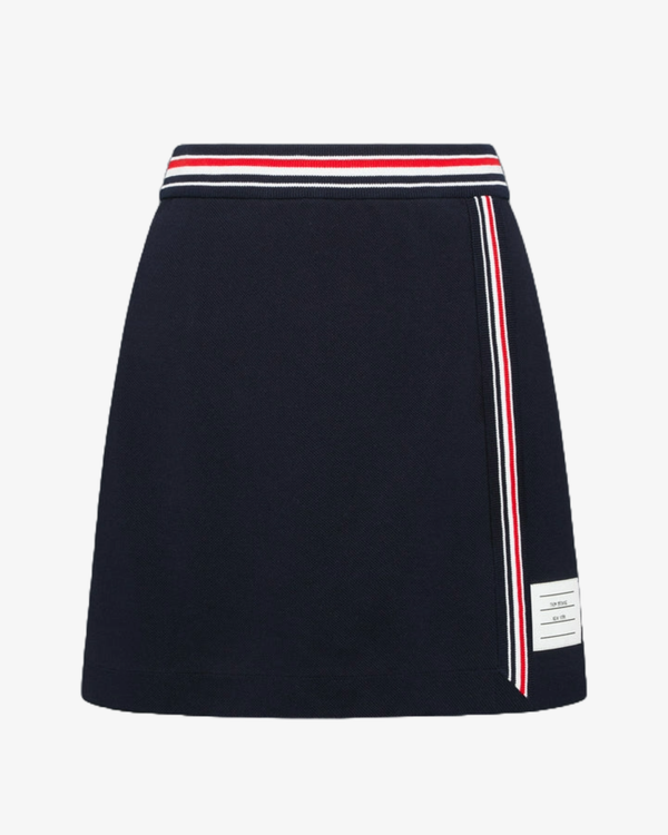 Thom Browne_Thom Browne - Women's Pique Rwb Trim Wrap Skirt - (Navy)_SKIRTS