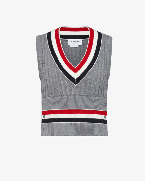 Thom Browne_Thom Browne - Women's Baby Ladder Cable Shrunken - (Grey)_KNIT TOPS