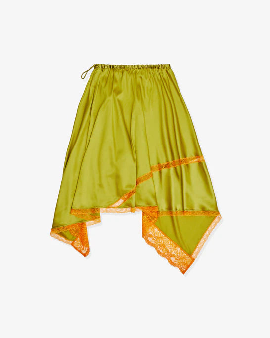 DRIES VAN NOTEN: Women's Asymmetrical Silk Skirt (Green607