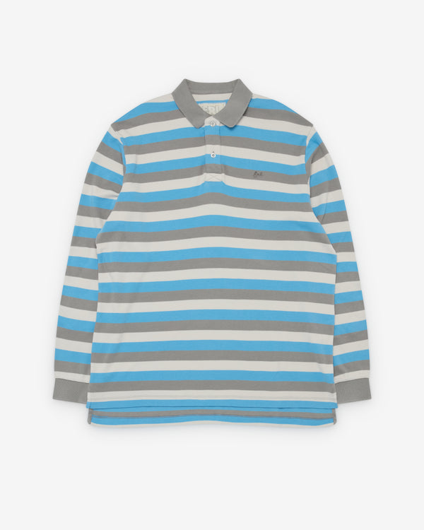 ERL - Men's Striped Long Sleeve Polo - (Blue Stripe)