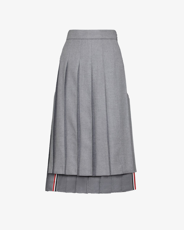 THOM BROWNE - Women's Wool Flannel Pleated Skirt - (Light Grey065)