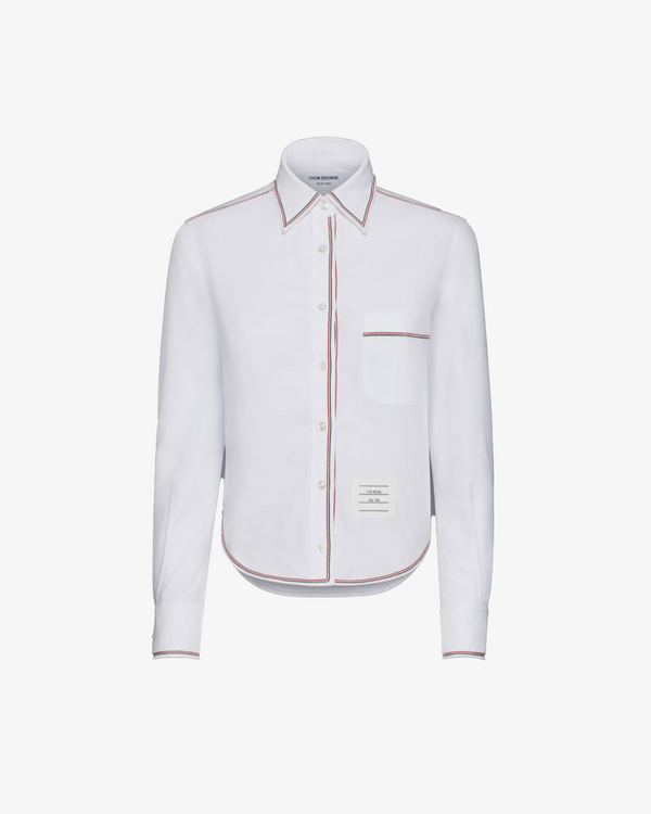 THOM BROWNE - Women's Classic Long Sleeve Crop Shirt - (White100)