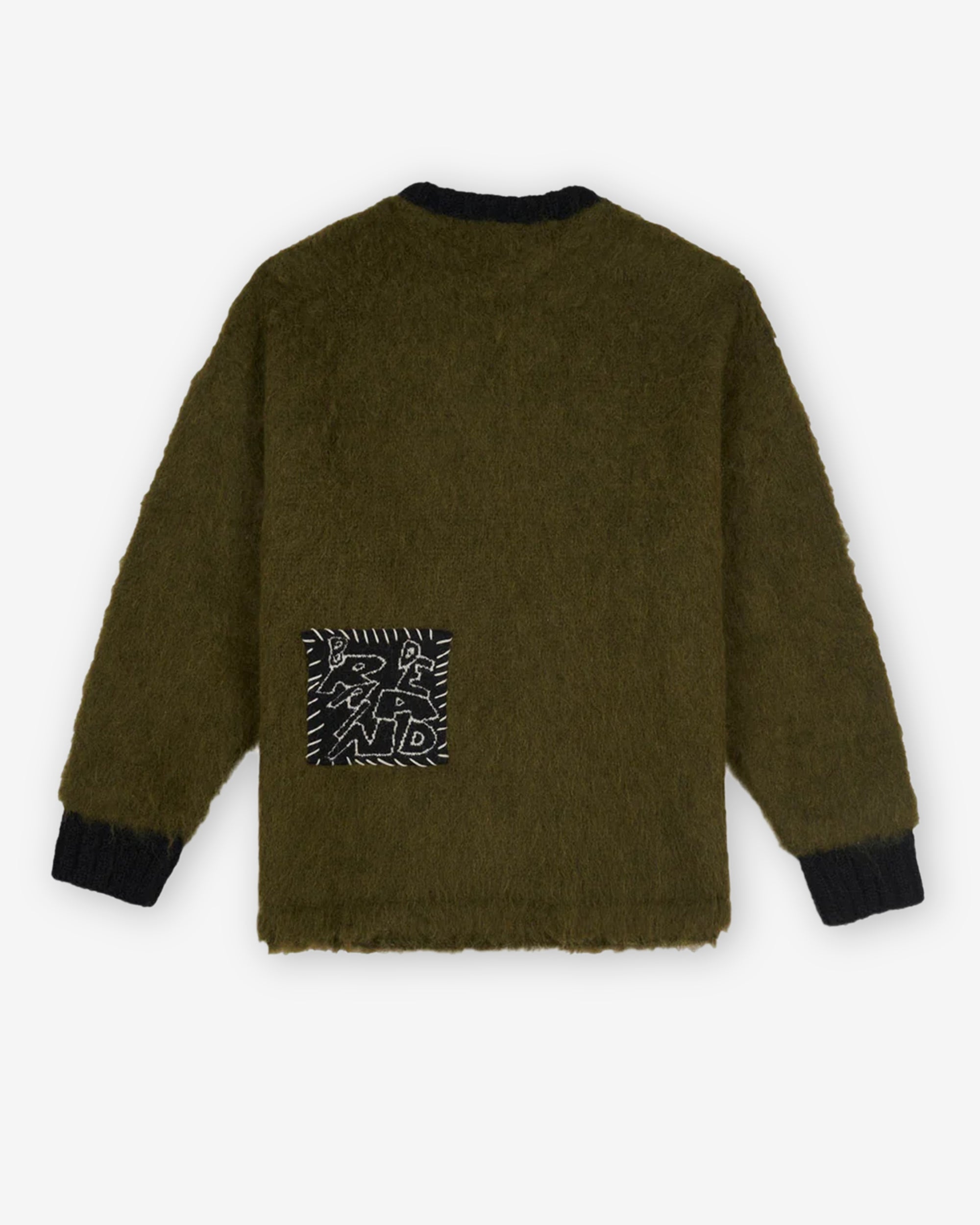 BRAIN DEAD - Men's Future Vision Boxy Knit Sweater - (Olive) view 2, Click to Zoom in