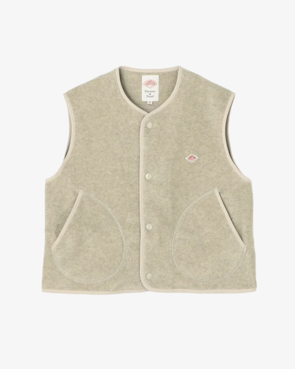 DANTON - Men's Fleece Collarless Vest - (Beige)