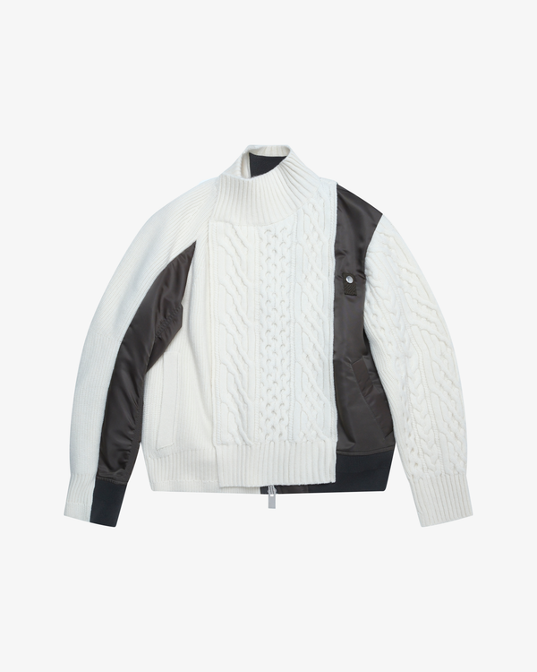 SACAI - Women's Nylon Twill X Wool Knit Blouson - (Off-White)