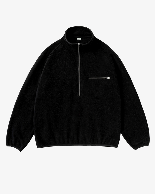 A.Presse - Men's Vintage Silk Fleece Harf Zip Jacket - (Black)
