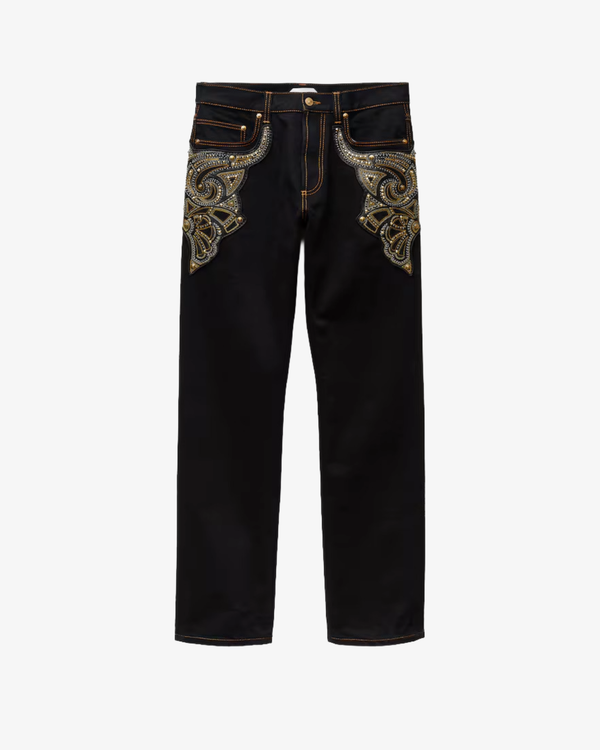 VERSACE - Men's Pant Denim Black Non-Stretch Fabric - (Black)