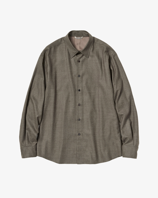 AURALEE - Men's Super Light Wool Shirt - (Brown)
