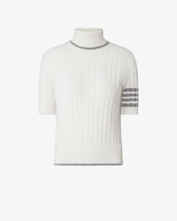 Thom Browne - Women's Baby Cable Stitch Short Sleeve Turtle Neck - (White)