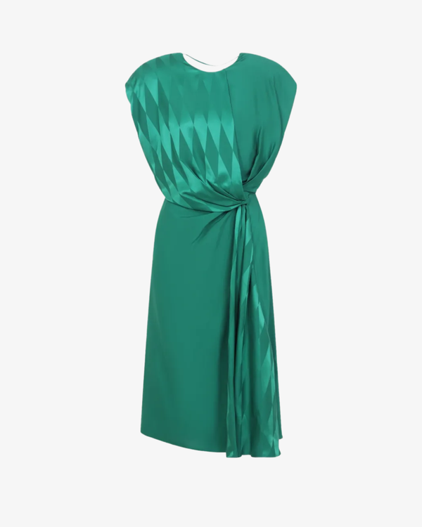 VERSACE_VERSACE - Women's Jacquard Silk Draped Midi Dress - (Green)_DRESSES