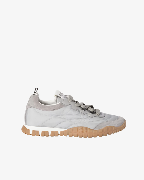 MIU MIU - Women's Tyre Technical Fabric And Suede Sneakers - (Grey F0424)