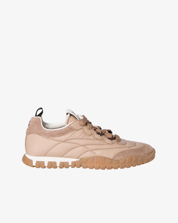 MIU MIU - Women's Yre Technical Fabric And Suede Sneakers - (Beige F01DP)