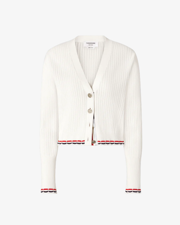 Thom Browne - Women's Pointelle Rib Stitch Crewneck Cardigan - (White)