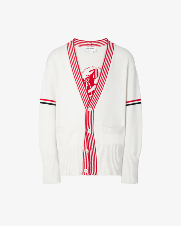 Thom Browne - Men's Lobster Jersey Stitch V Neck Cardigan - (White)
