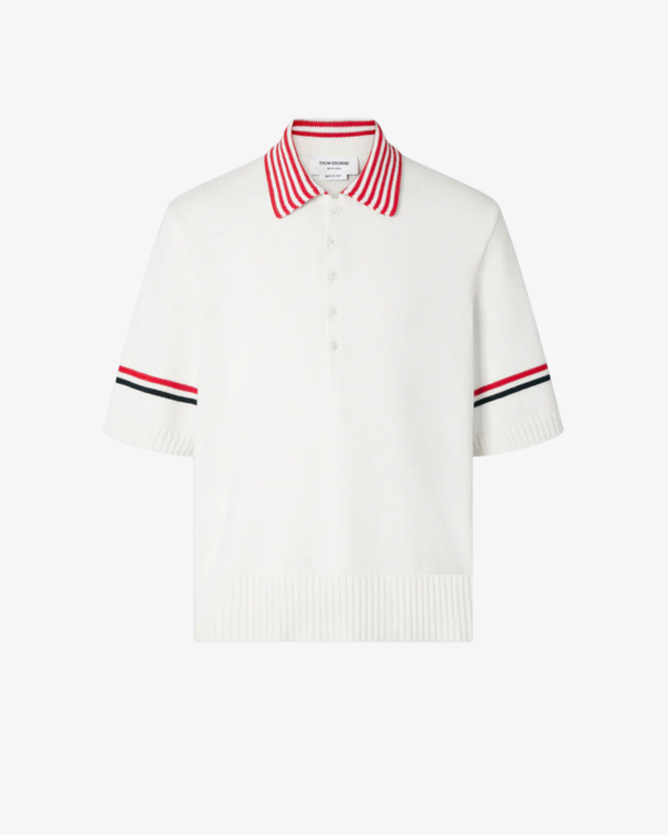 Thom Browne - Men's Sailboat Jersey Stitch Rugby Fit Short Sleeve Polo - (White)