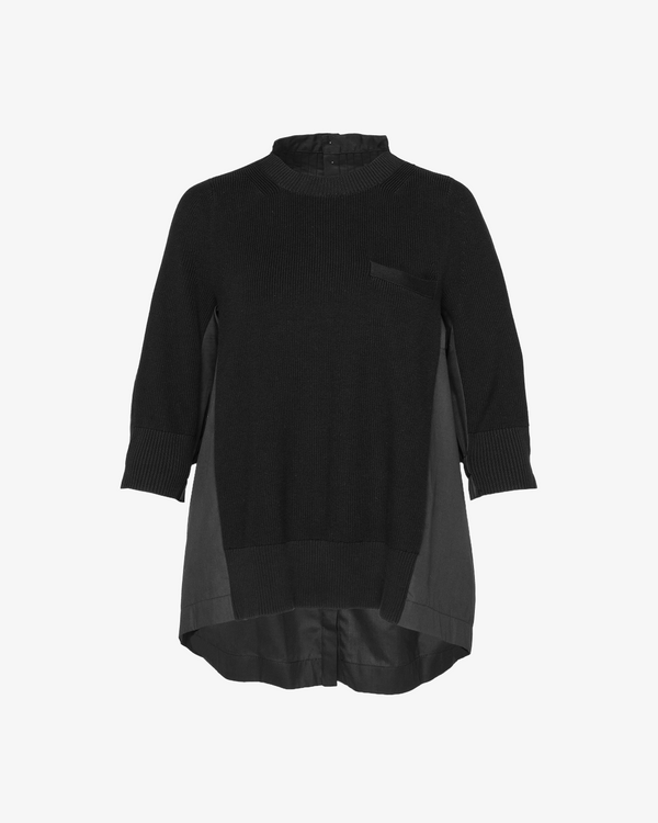 SACAI - Women's Cotton Knit X Cotton Poplin Pullover - (Black 002)