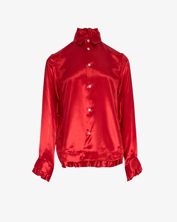 Noir Kei Ninomiya - Women's Satin Blouse With Ruffles Hem - (Red)