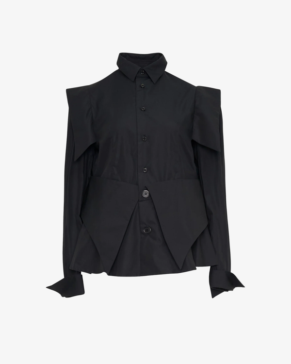 Noir Kei Ninomiya - Women's Ls Blouse With Front Pointed Flap - (Black)