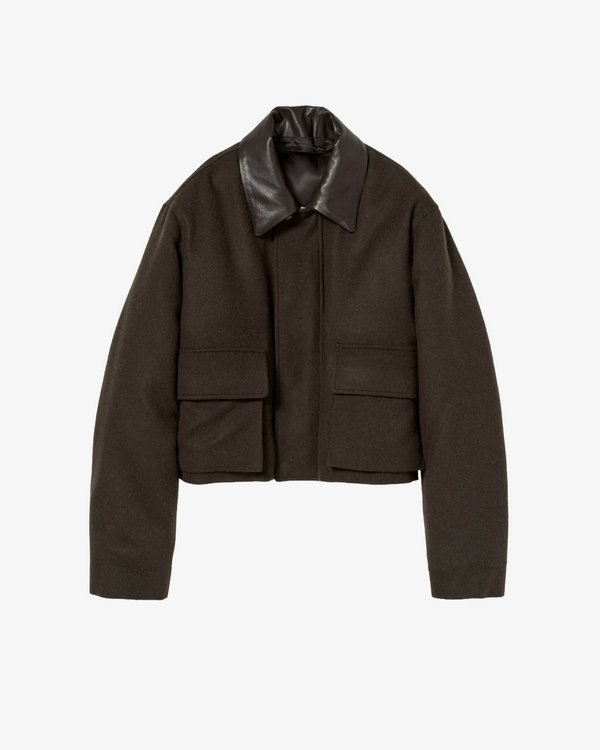 AURALEE - Women's Baby Camel Flannel Padded Short Blouson - (Dark Brown)