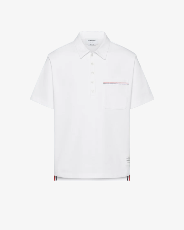 Thom Browne - Men's Oversized Short Sleeve Polo - (White100)