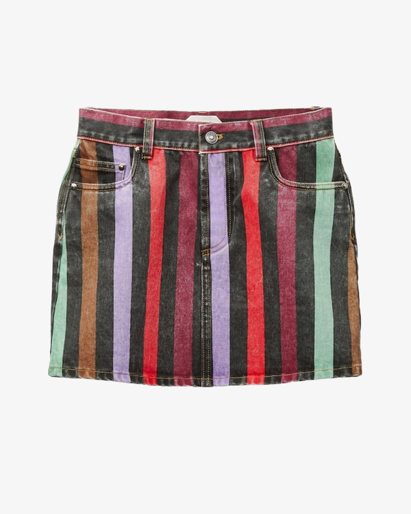 VERSACE - Women's Striped Denim Mini Skirt - (Stripes)