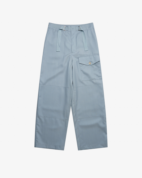 AURALEE - Women's Wool Herringbone Cargo Pants - (Blue)