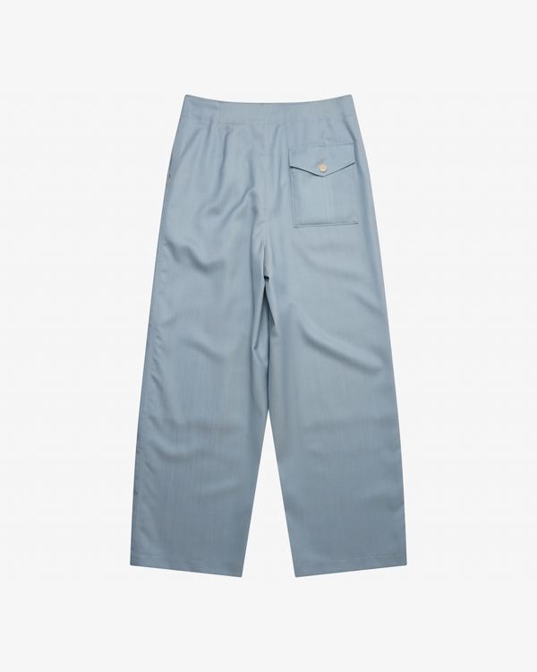 AURALEE - Women's Wool Herringbone Cargo Pants - (Blue)