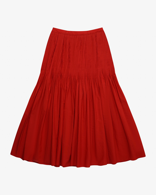 AURALEE - Women's Super Fine Cotton Lawn Pin-Tuck Skirt - (Red)