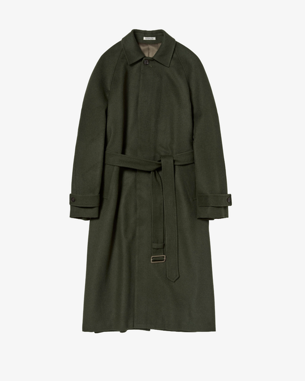 AURALEE - Women's Baby Camel Flannel Coat - (Dark Olive)