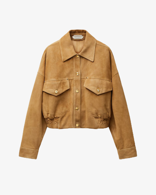 VERSACE - Women's Blouson Leather Suede Effect Leather - (Natural)