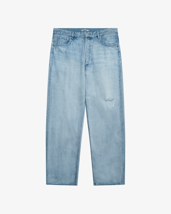 AURALEE - Men's Faded Selvedge Light Denim Wide Pants - (Light Blue)