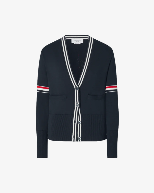 Thom Browne - Women's Sailboat Jacquard V Neck Cardigan - (Navy)