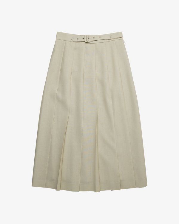 AURALEE - Women's Wool Kid Mohair Hopsack Pleated Skirt - (Beige)