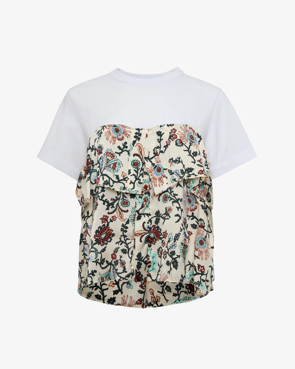SACAI - Women's Floral Print X Cotton Jersey T-Shirt - (White)