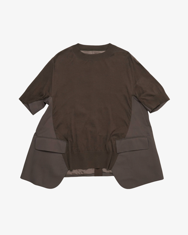 SACAI - Women's Wool Suiting X Cotton Knit Pullover - (Grey)