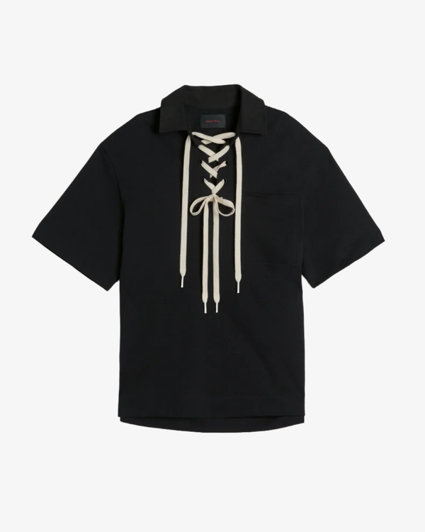 SIMONE ROCHA - Men's Lace Up Rugby Polo - (Black)