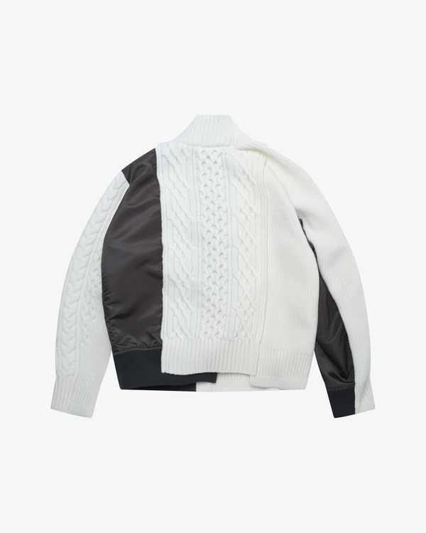SACAI - Women's Nylon Twill X Wool Knit Blouson - (Off-White)