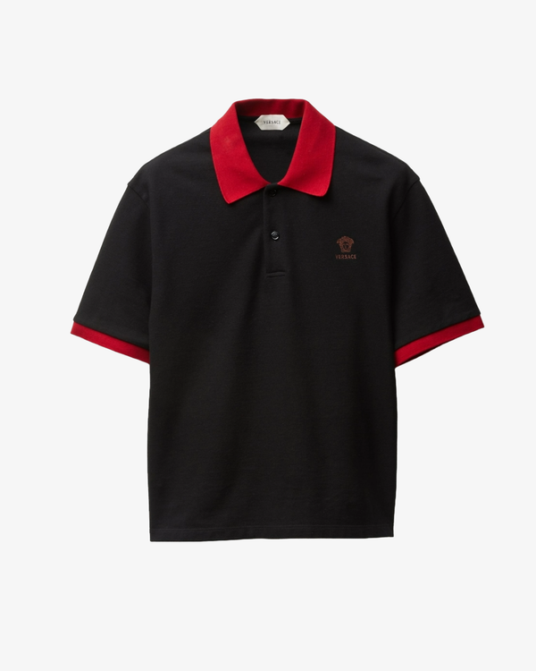 VERSACE - Men's Polo Piquet With Logo And Medusa Embroidery - (Black)