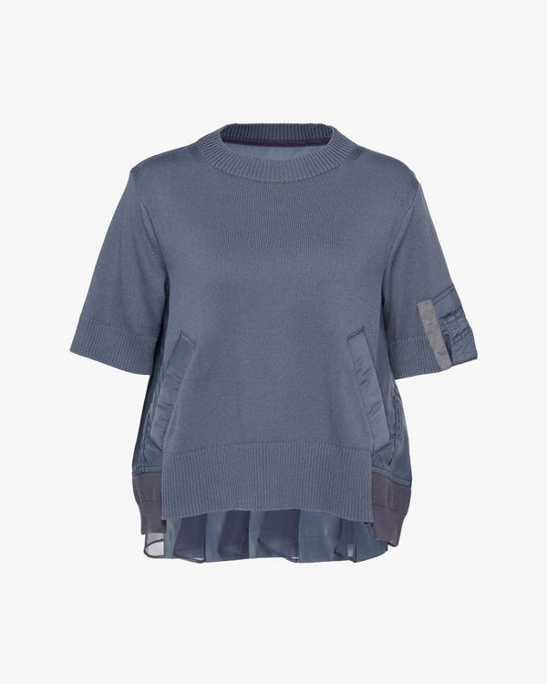 SACAI - Women's Nylon Twill X Knit Pullover - (Blue375)