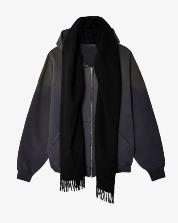 BALENCIAGA - Men's Scarf Zip-Up Hoodie - (Black)