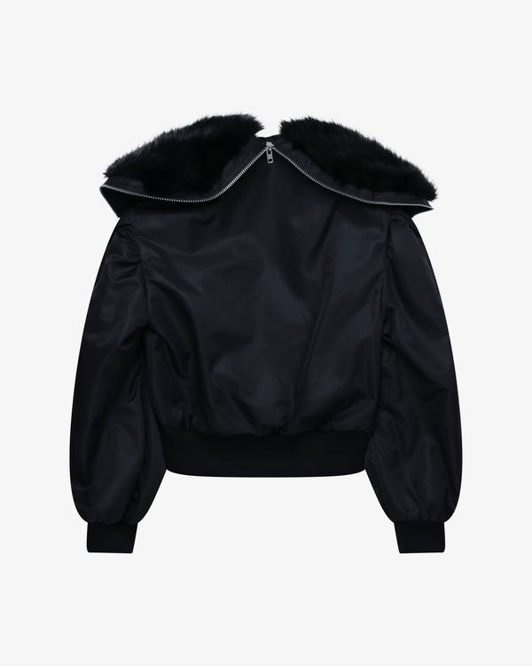 SIMONE ROCHA - Women's Cropped Split Faux Fur Hood Bomber Jacket - (Black)